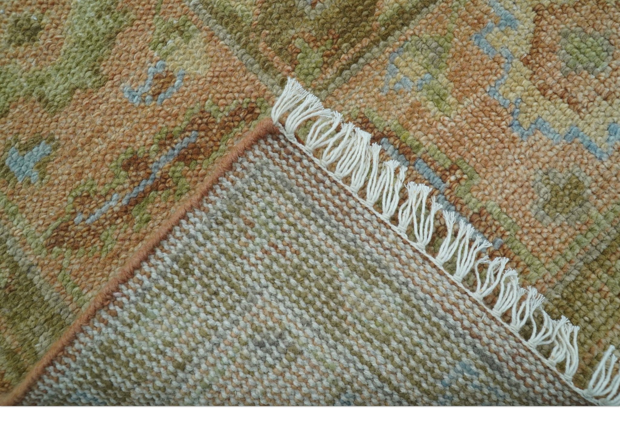 Custom Made Traditional Turkish Rust And Peach Hand Knotted Wool Area