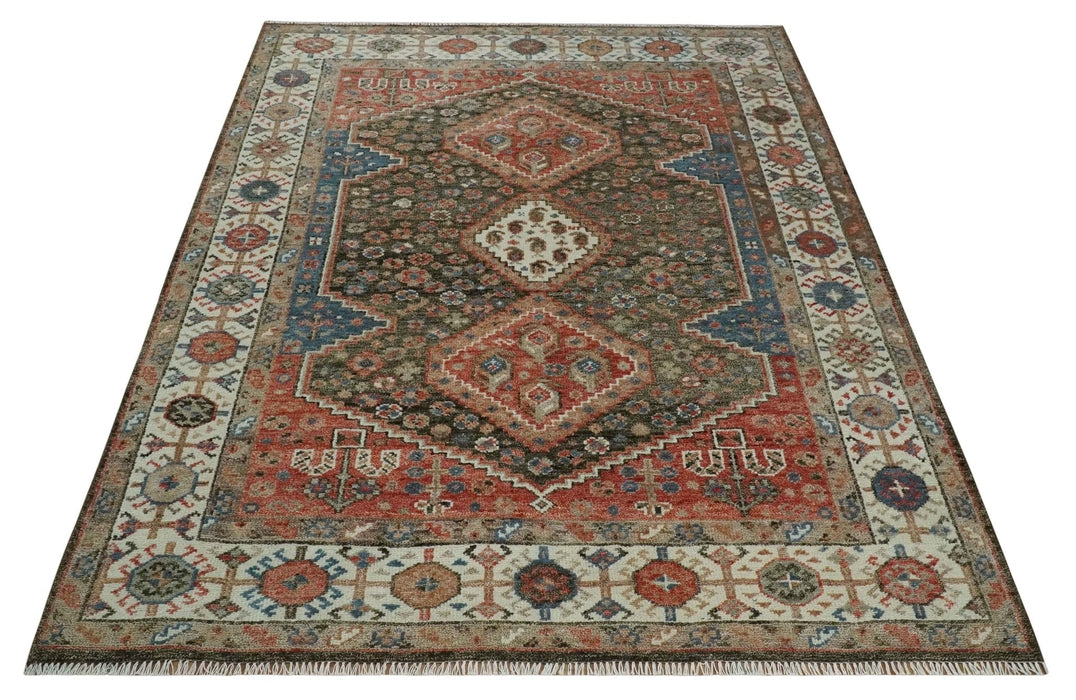 Custom Turkey Rug Custom made Traditional Vintage Style Green, Rust and Ivory Turkish de