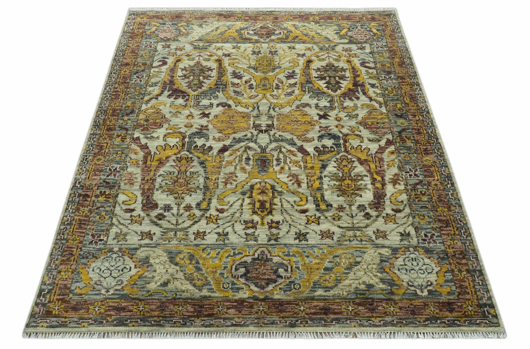Custom Made Transitional Silver, Gold and Gray Hand Knotted Wool Rug