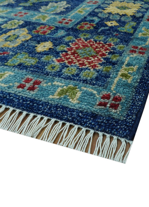 Custom Made Tree of Life Hand Knotted Blue And Beige Traditional Wool area Rug