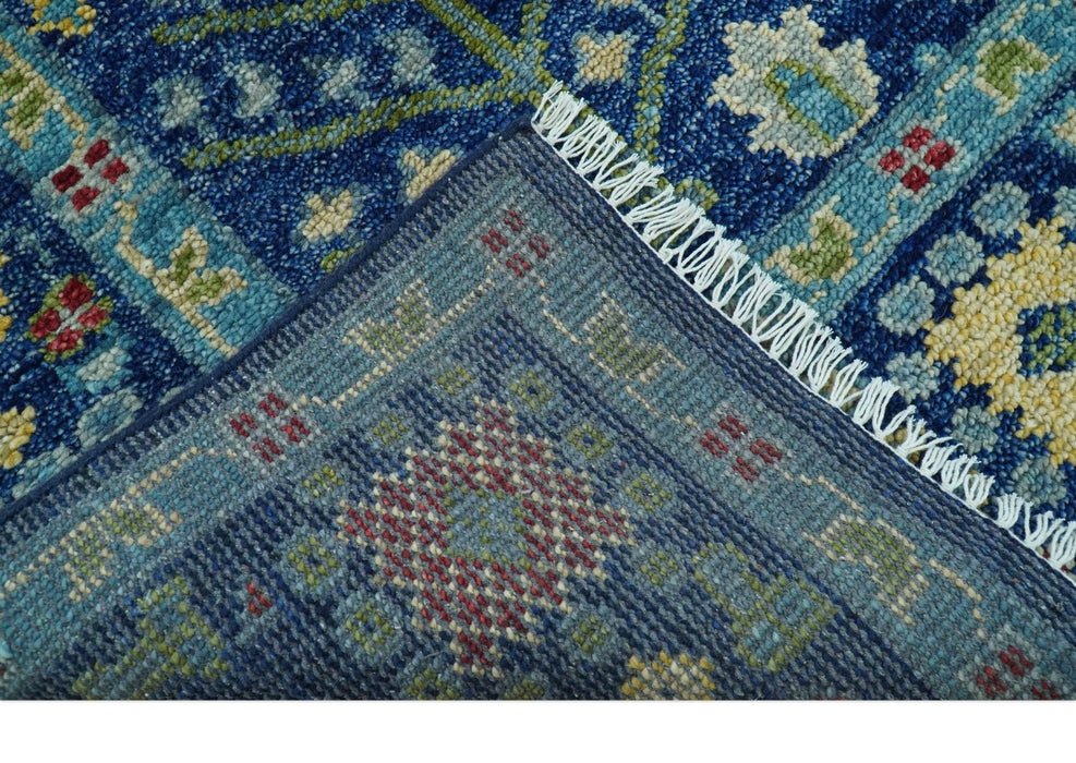 Custom Made Tree of Life Hand Knotted Blue And Beige Traditional Wool area Rug