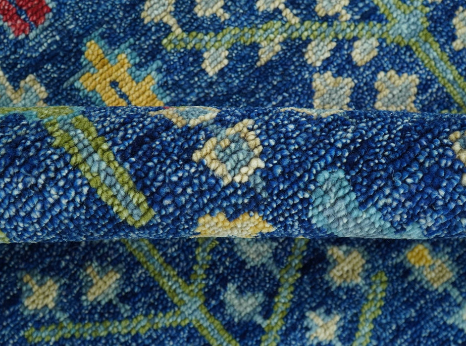 Custom Made Tree of Life Hand Knotted Blue And Beige Traditional Wool area Rug