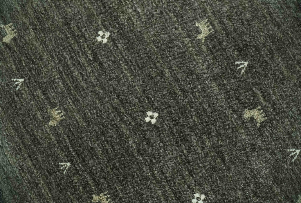 Custom Made Tribal Gabbeh Dark Green wool Area Rug