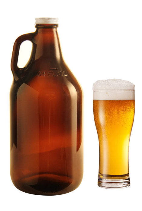 64 oz Amber Glass Beer Growler