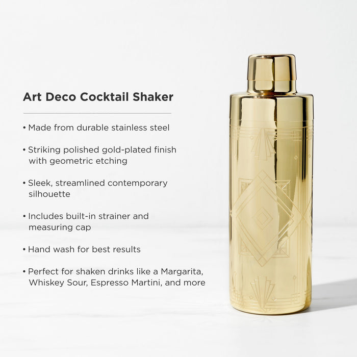 Art Deco Cocktail Shaker in Gold