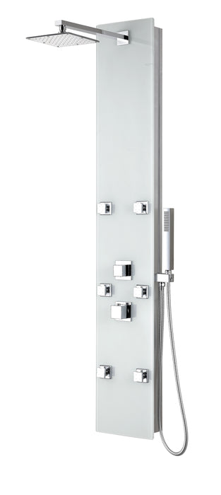 Rhaus 60 in. 6-Jetted Full Body Shower Panel with Heavy Rain Shower and Spray Wand in White