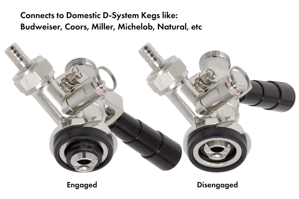 D System Keg Tap Coupler with Black Lever Handle