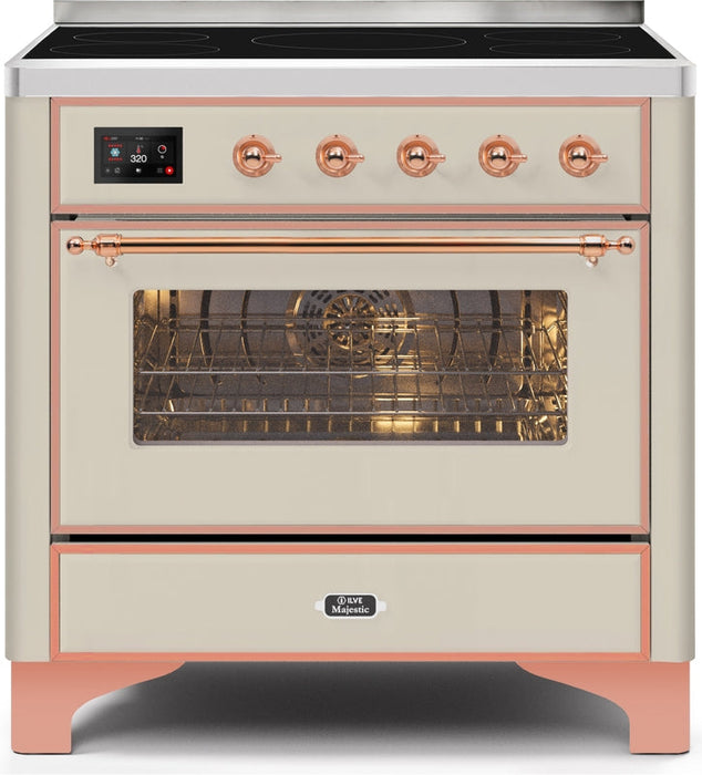 ILVE Majestic II 36" Induction Range with Element Stove and Electric Oven in Antique White with Copper Trim, UMI09NS3AWP