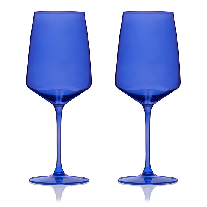 Reserve Nouveau Crystal Wine Glasses in Cobalt Set of 2