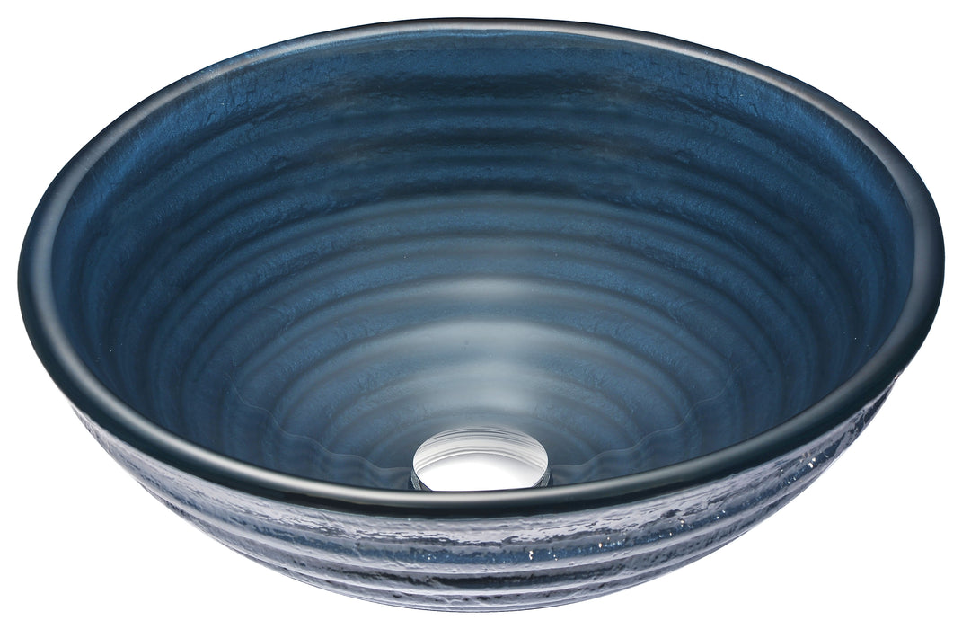 Tempo Series Deco-Glass Vessel Sink in Coiled Blue