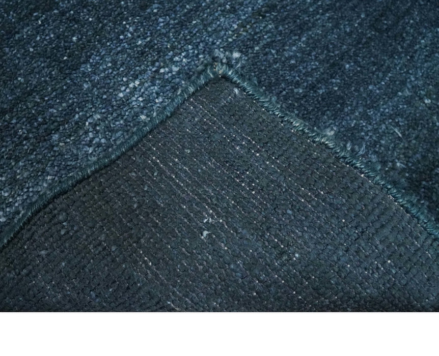 Dark Blue 2x3 Hand Knotted Solid Blue Rug made with Art Silk | N6623