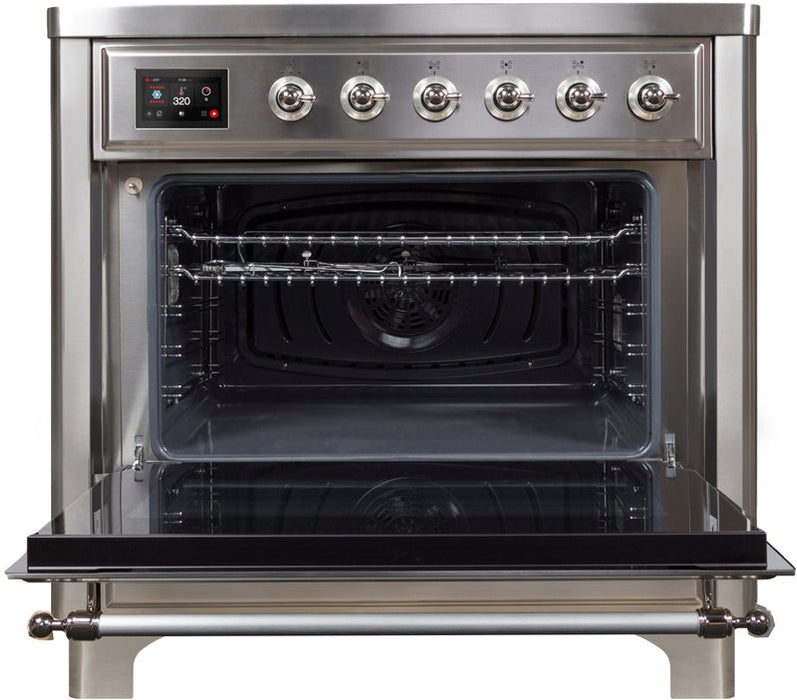 ILVE Majestic II 36" Induction Range with Element Stove and Electric Oven in Stainless Steel with Chrome Trim, UMI09NS3SSC