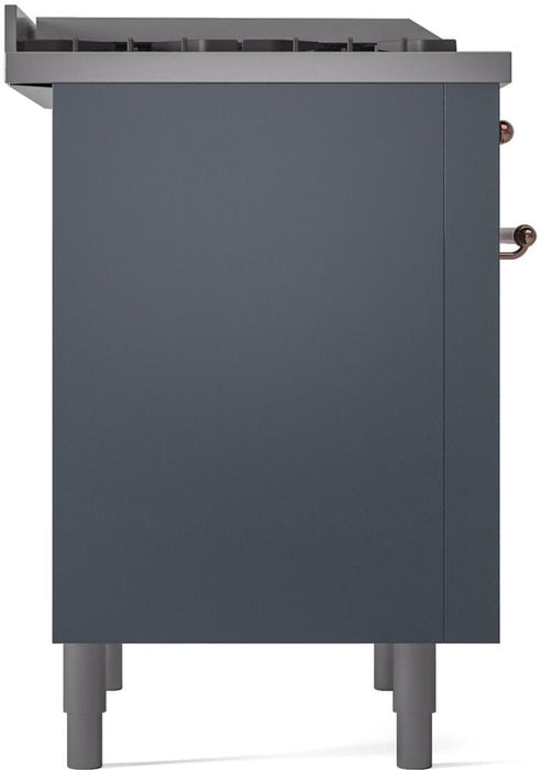 ILVE Nostalgie II 36" Dual Fuel Natural Gas Range in Blue Grey with Copper Trim, UP36FNMPBGP