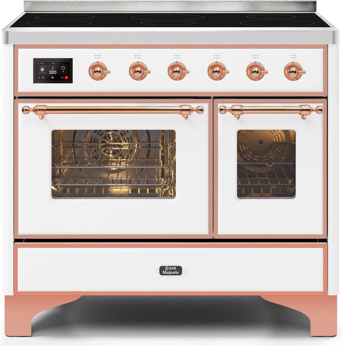 ILVE Majestic II 40" Induction Range with Element Stove and Electric Oven in White with Copper Trim, UMDI10NS3WHP