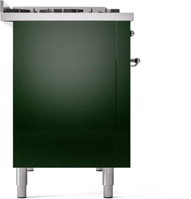 ILVE Nostalgie II 48" Dual Fuel Natural Gas Range in Emerald Green with Chrome Trim, UP48FNMPEGC