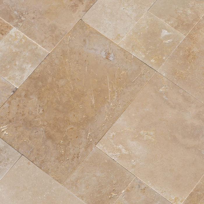 Denizli Beige Antique Pattern Travertine Tile - Full Truckload