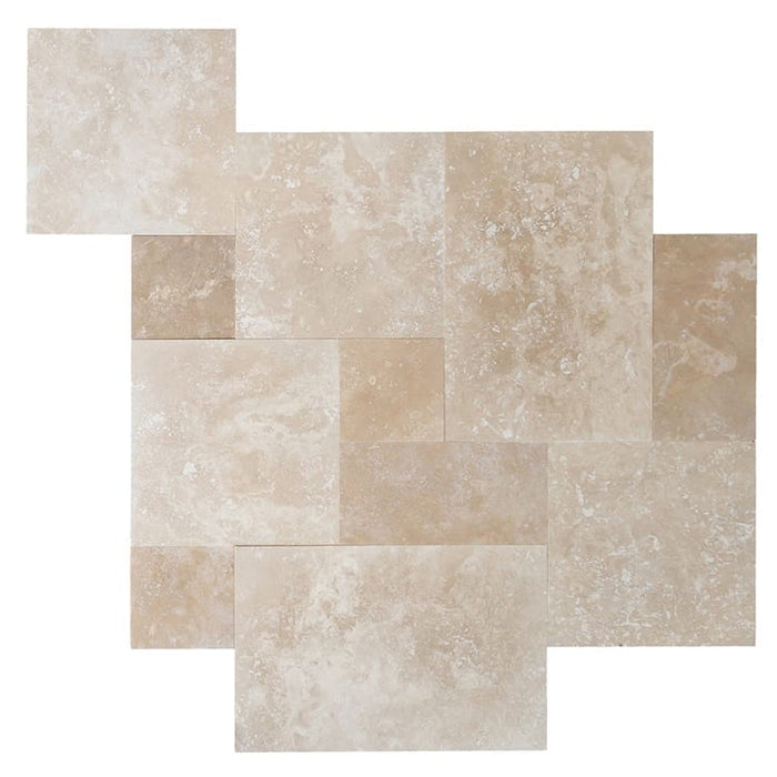 Denizli Beige Antique Pattern Travertine Tile - Full Truckload