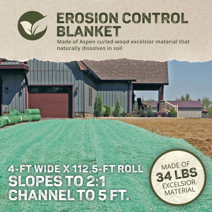 Dewitt 4'x112.5' Garden Net Commercial/Home Excelsior Erosion Control Blanket