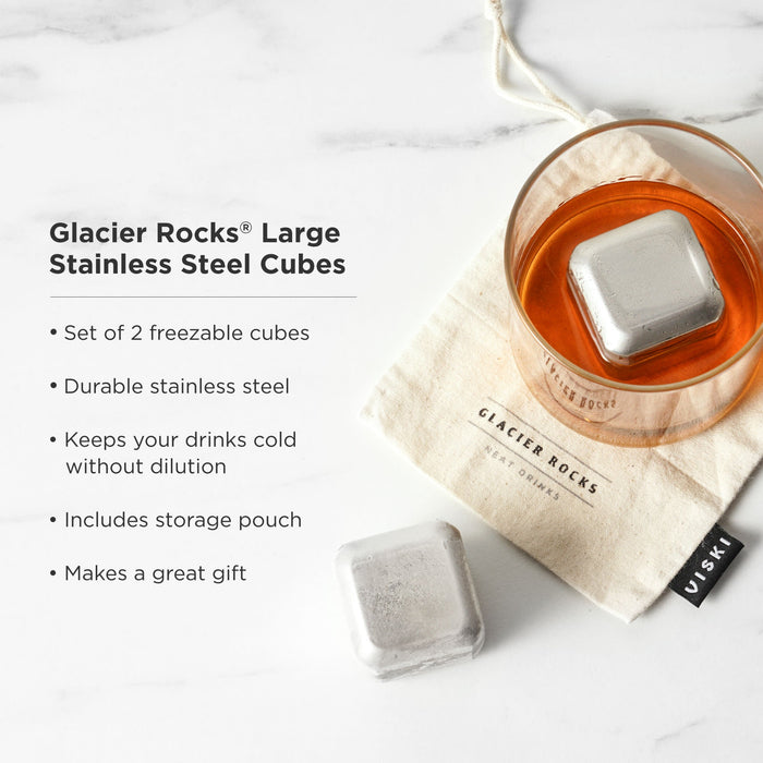 Glacier Rocks Large Stainless Steel Cube Set of 2