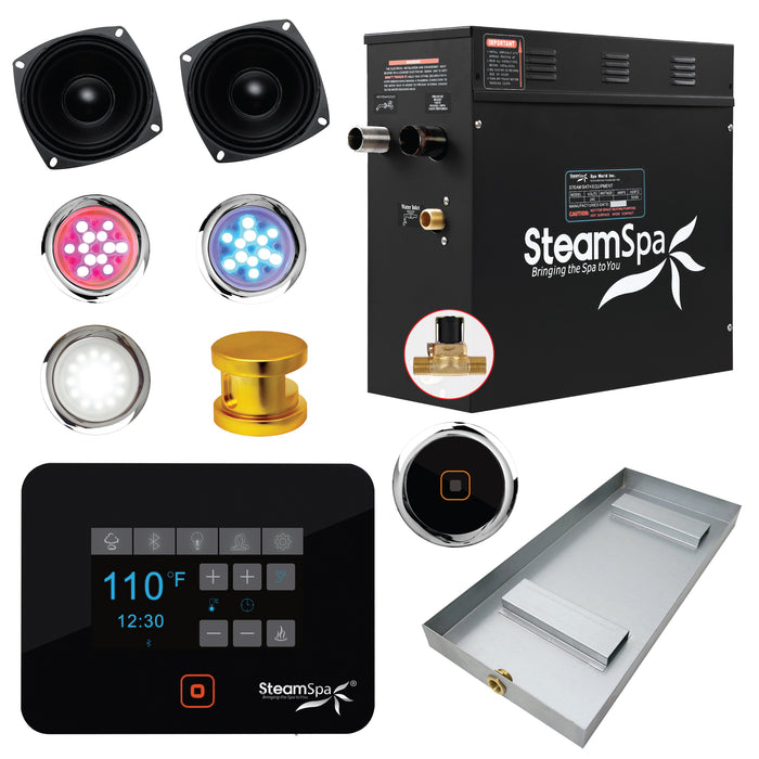 Black Series Wifi and Bluetooth 9kW QuickStart Steam Bath Generator Package in Gold