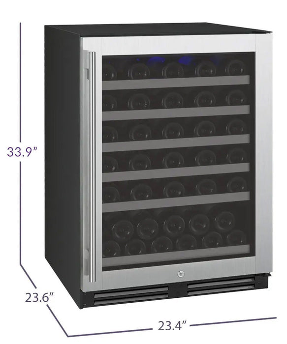 FlexCount Series 56 Bottle Single Zone Undercounter Wine Refrigerator with Stainless Steel Door - Right Hinge