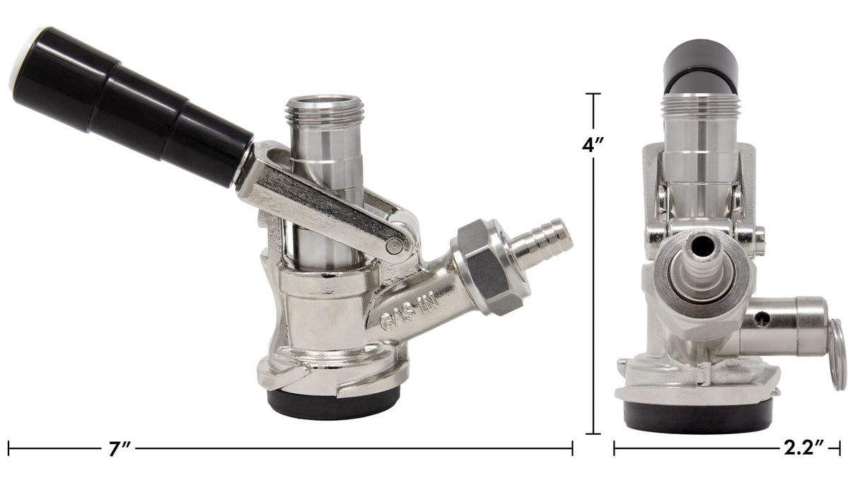 D System Keg Tap Coupler with Black Lever Handle