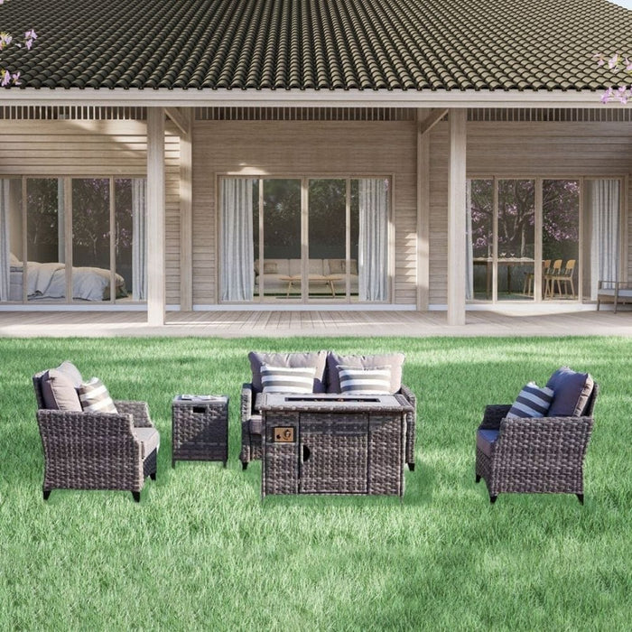 Direct Wicker Amora 5-Piece Outdoor Furniture Set with LP Fire Pit Table (PAF-1801-New)