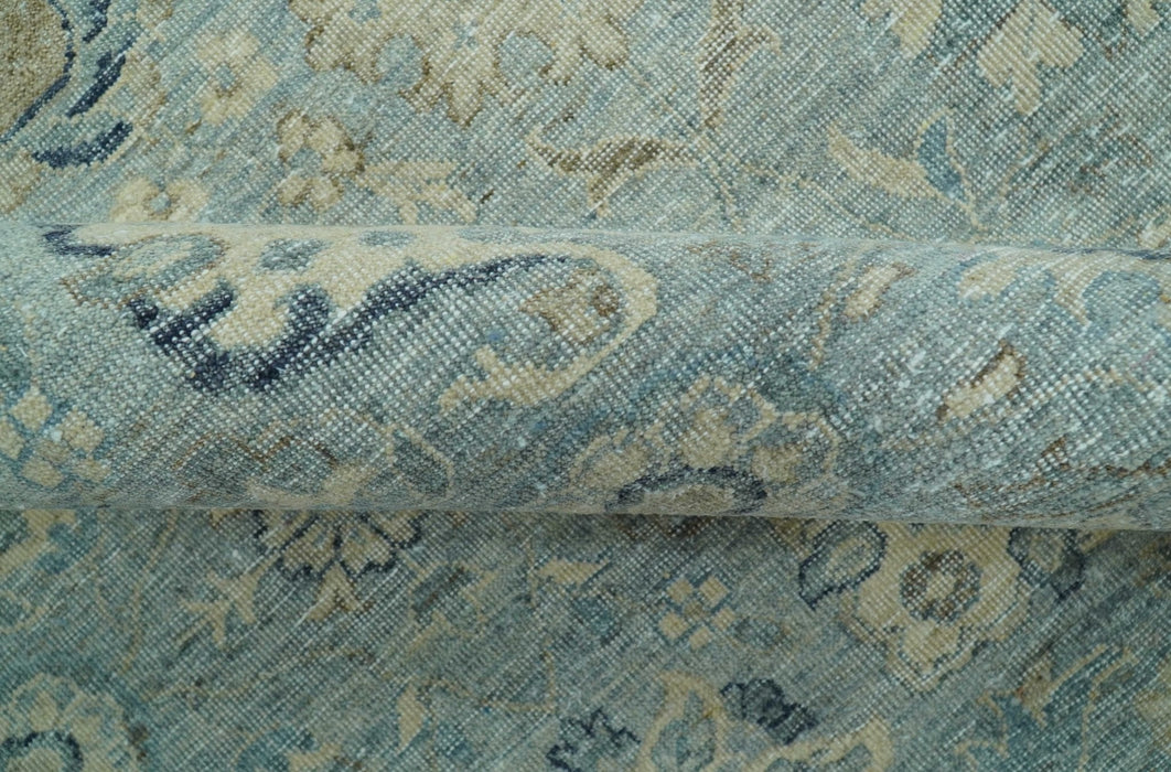 Distressed traditional And Beige Hand Knotted 10x14 Wool Area Rug