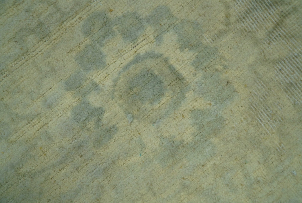Distressed Traditional Design Blue And Beige Hand Knotted 8x10 Wool Area Rug