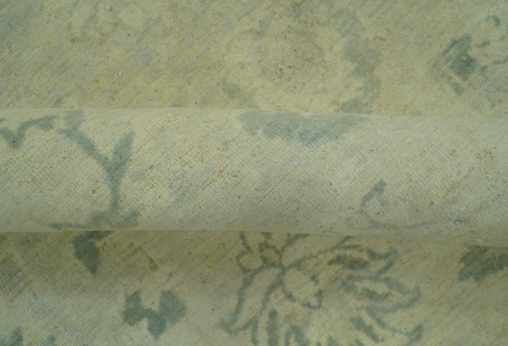 Distressed Traditional Design Blue And Beige Hand Knotted 8x10 Wool Area Rug