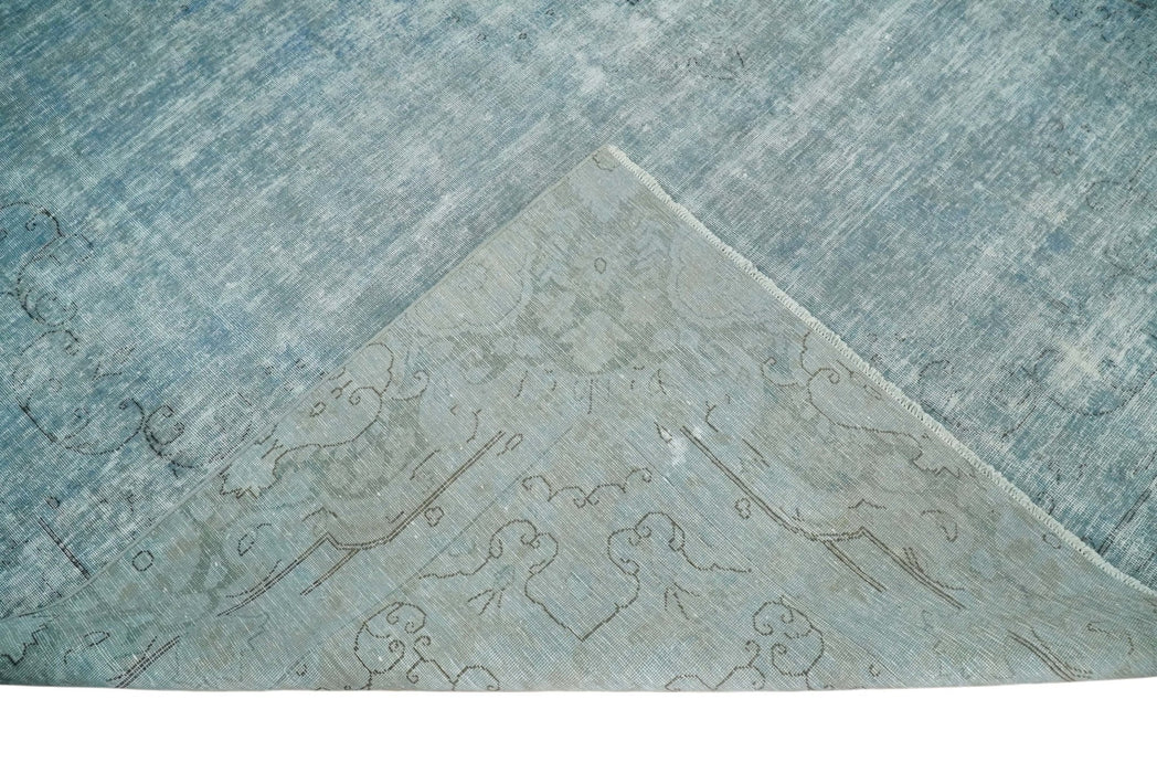 Distressed Vintage 8x11 Blue Traditional Oxidized Textured Persian Low Pile Wool Rug | TRD4308