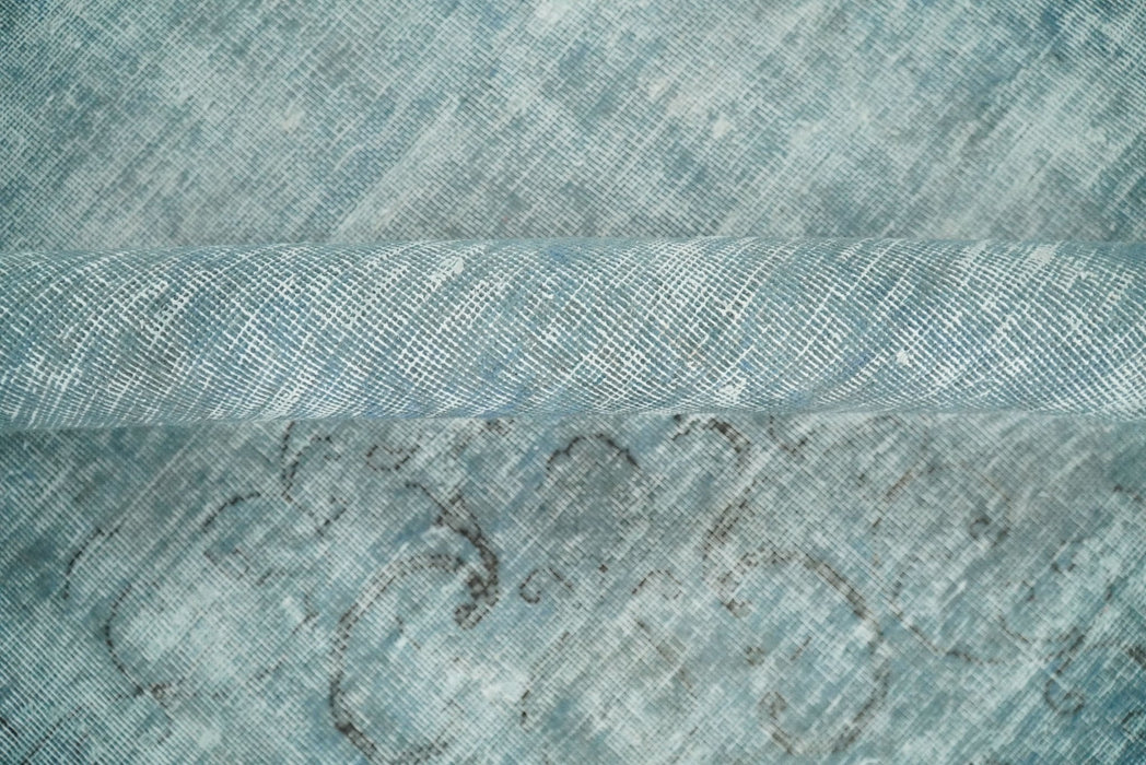 Distressed Vintage 8x11 Blue Traditional Oxidized Textured Persian Low Pile Wool Rug | TRD4308