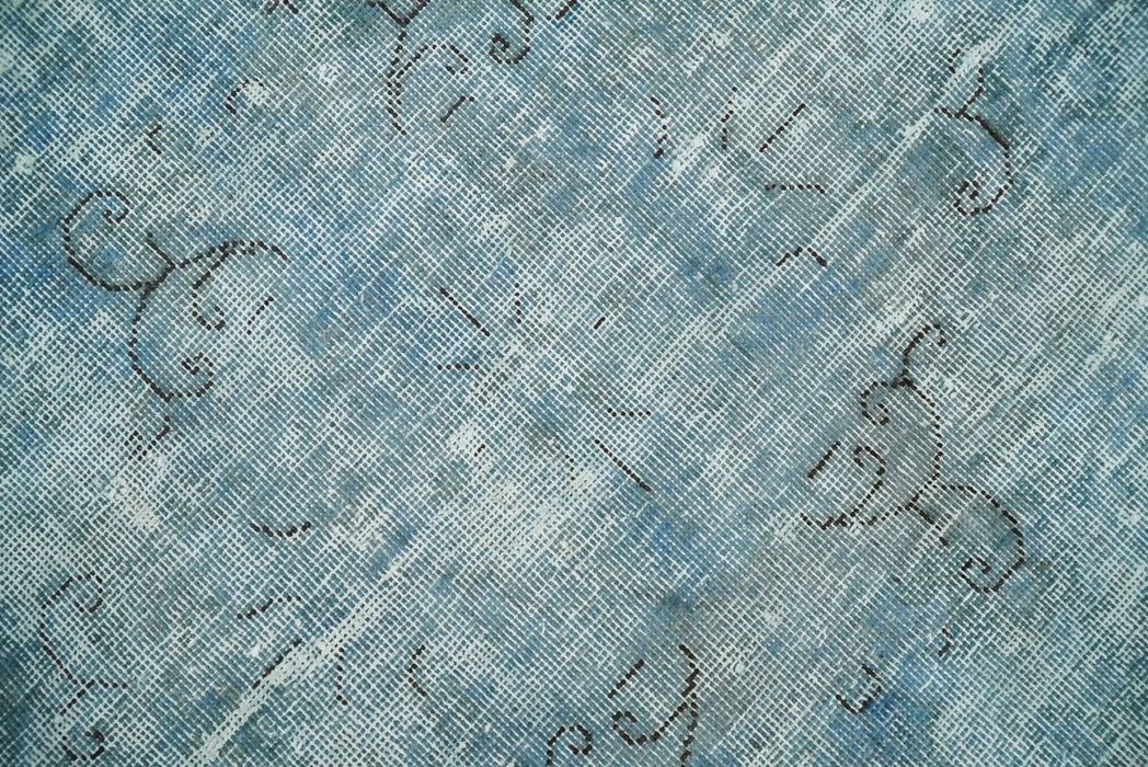Distressed Vintage 8x11 Blue Traditional Oxidized Textured Persian Low Pile Wool Rug | TRD4308