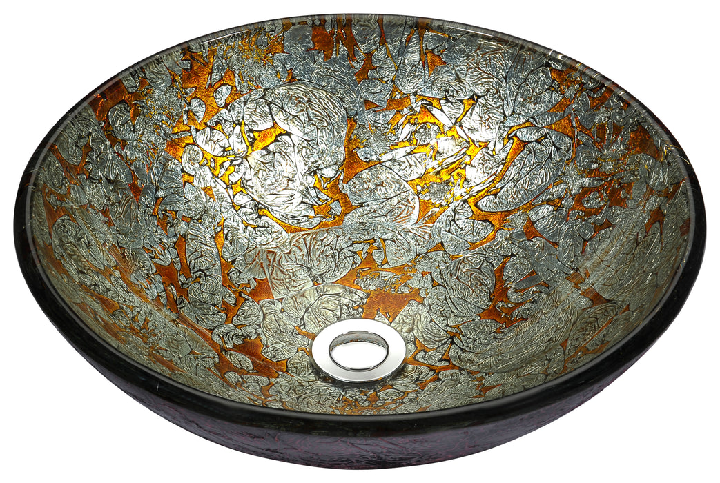 Stellar Series Deco-Glass Vessel Sink in Arctic Blaze