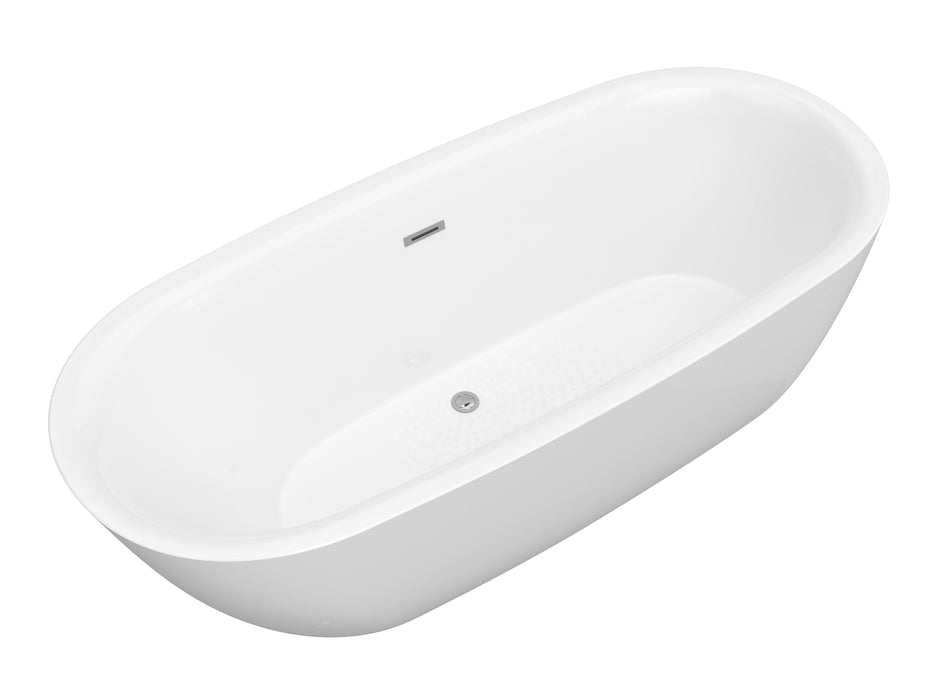 Ami 59 in. Acrylic Flatbottom Freestanding Bathtub in White