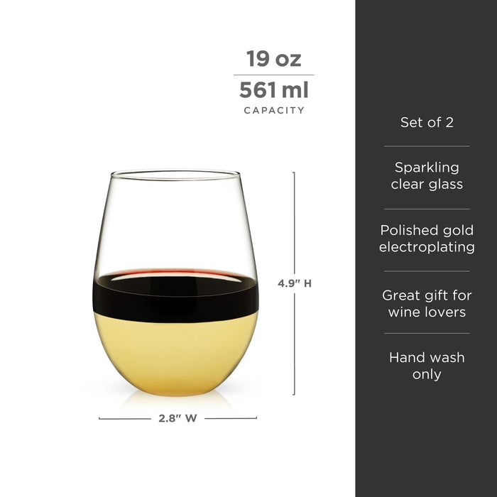 Belmont Dipped Wine Tumblers in Gold, Set of 2