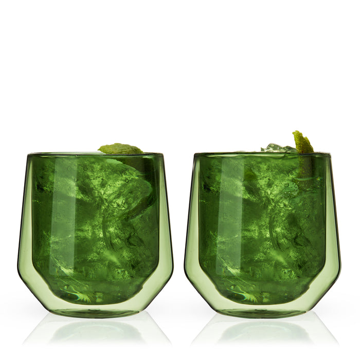 Aurora Double-Walled Tumblers in Green Set of 2