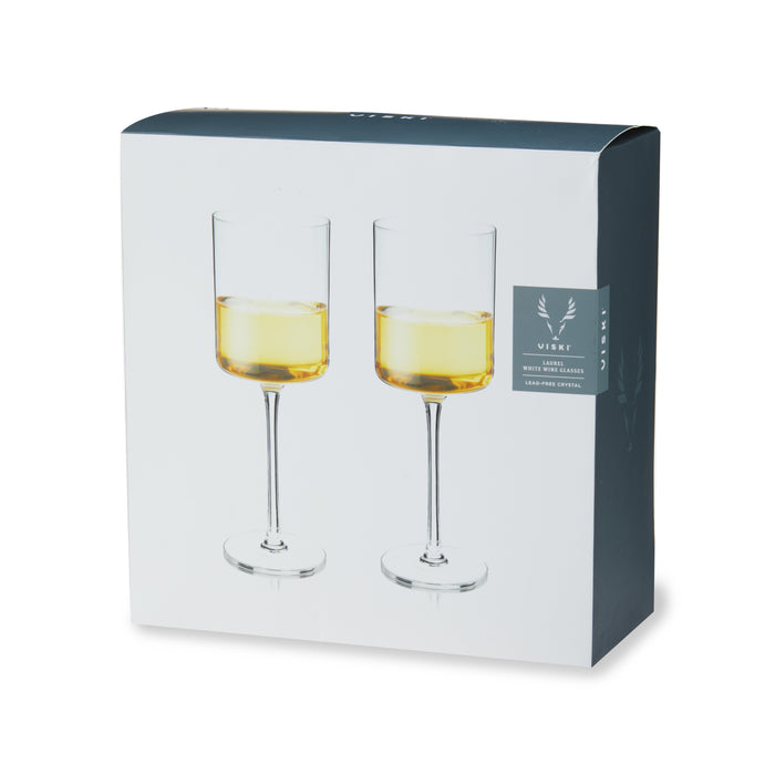 Laurel Crystal White Wine Glasses Set of 2