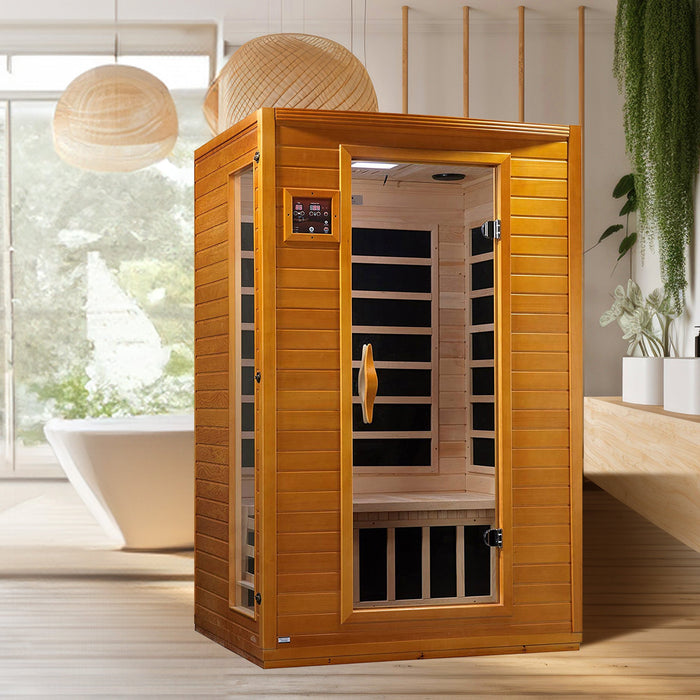 Dynamic Saunas Andora 2-Person Low EMF FAR Infrared Sauna, Canadian Hemlock Wood