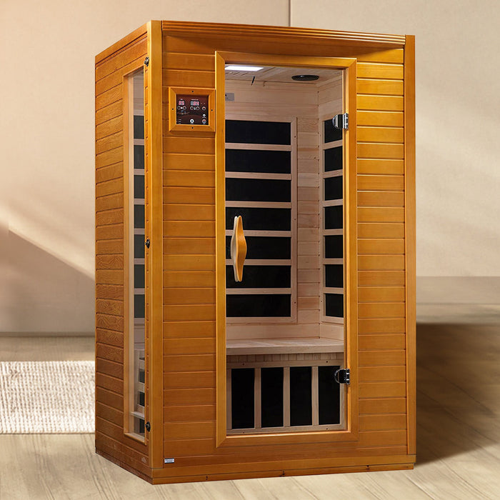 Dynamic Saunas Andora 2-Person Low EMF FAR Infrared Sauna, Canadian Hemlock Wood