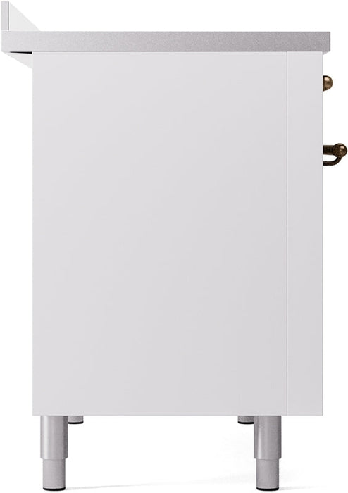 ILVE Nostalgie II 48" Induction Range with Element Stove and Electric Oven in White with Bronze Trim, UPI486NMPWHB