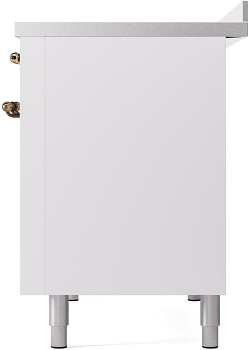 ILVE Nostalgie II 48" Induction Range with Element Stove and Electric Oven in White with Bronze Trim, UPI486NMPWHB