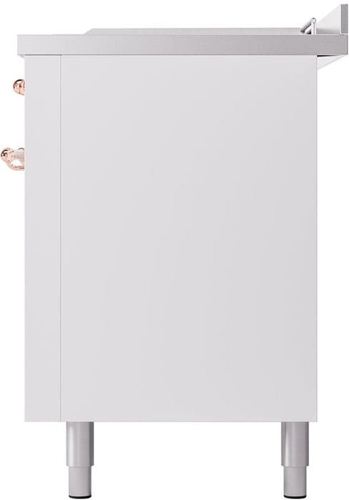 ILVE Nostalgie II 60" Dual Fuel Natural Gas Range in White with Copper Trim, UP60FSNMPWHP