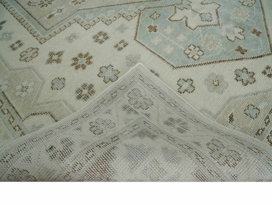 Earthy Ivory, Brown and Gray Hand knotted 8x10 Traditional wool Area Rug