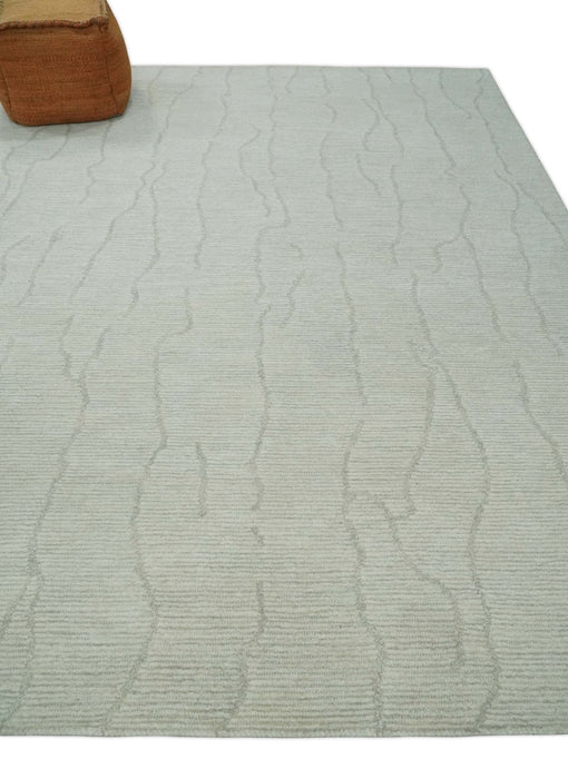 Earthy Neutral Custom Made Hand Tufted Multi Size Woolen Modern Ivory and Beige Area Rug