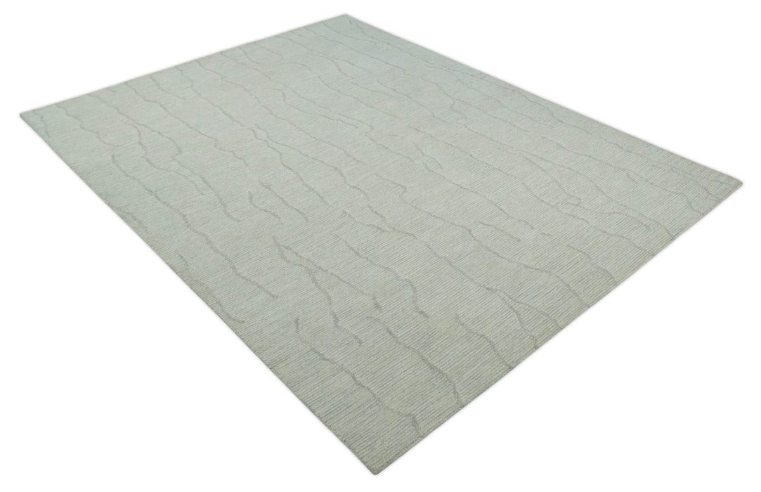 Earthy Neutral Custom Made Hand Tufted Multi Size Woolen Modern Ivory and Beige Area Rug