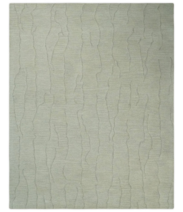 Earthy Neutral Custom Made Hand Tufted Multi Size Woolen Modern Ivory and Beige Area Rug