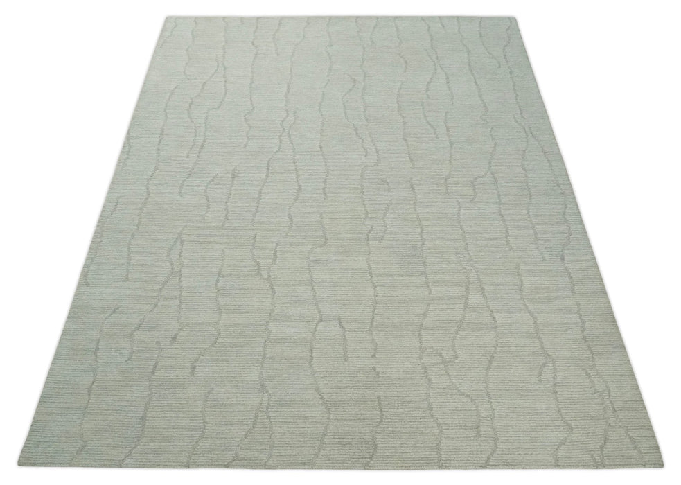 Earthy Neutral Custom Made Hand Tufted Multi Size Woolen Modern Ivory and Beige Area Rug