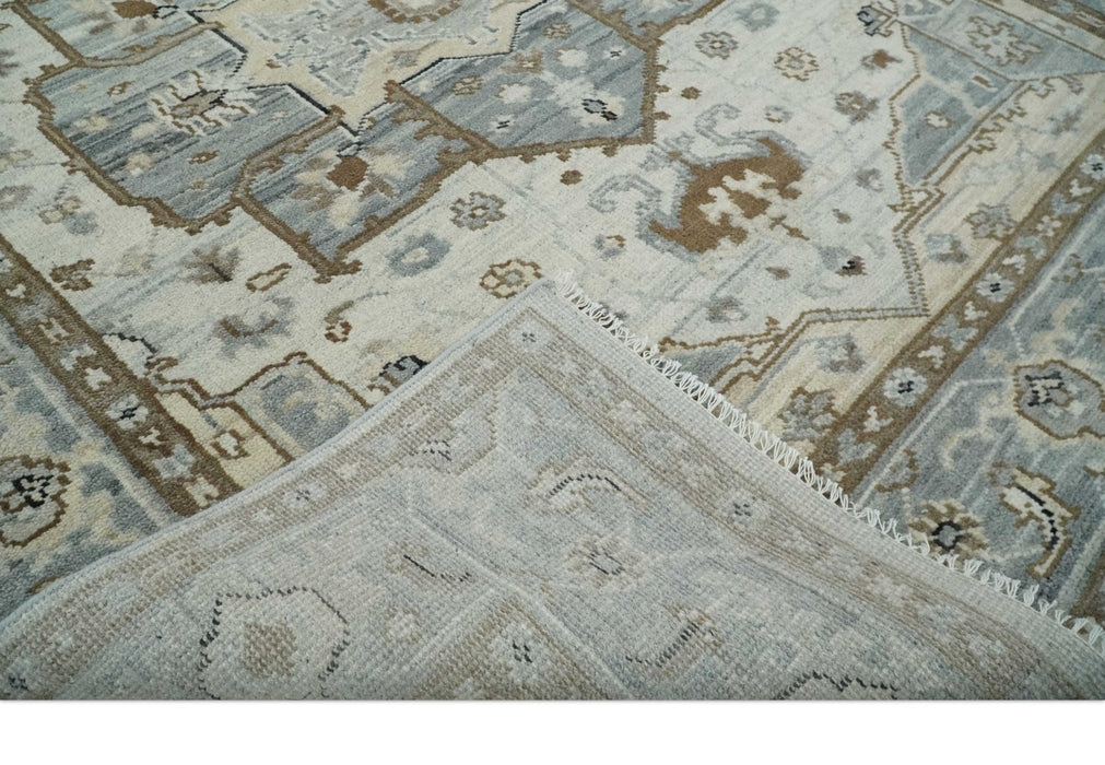 Earthy Neutral Custom Made Ivory, Beige and Silver Traditional Hand Knotted Wool Area Rug