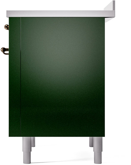 ILVE Nostalgie II 36" Induction Range with Element Stove and Electric Oven in Emerald Green with Bronze Trim, UPI366NMPEGB